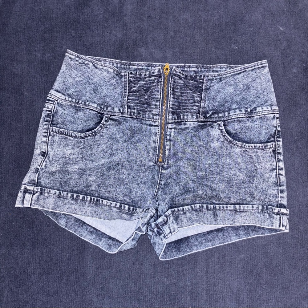 Love Culture Gray Jean Shorts with Gold Zipper